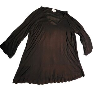 POL Women's Black Long Sleeve Flowy Tunic Top Ladies Size L‎